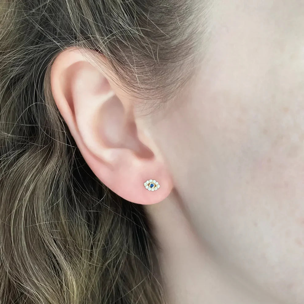 Mini Evil Eye Stud Earrings - Pair