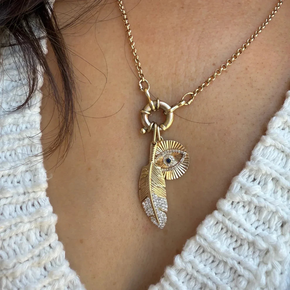 Diamond Feather Pendant