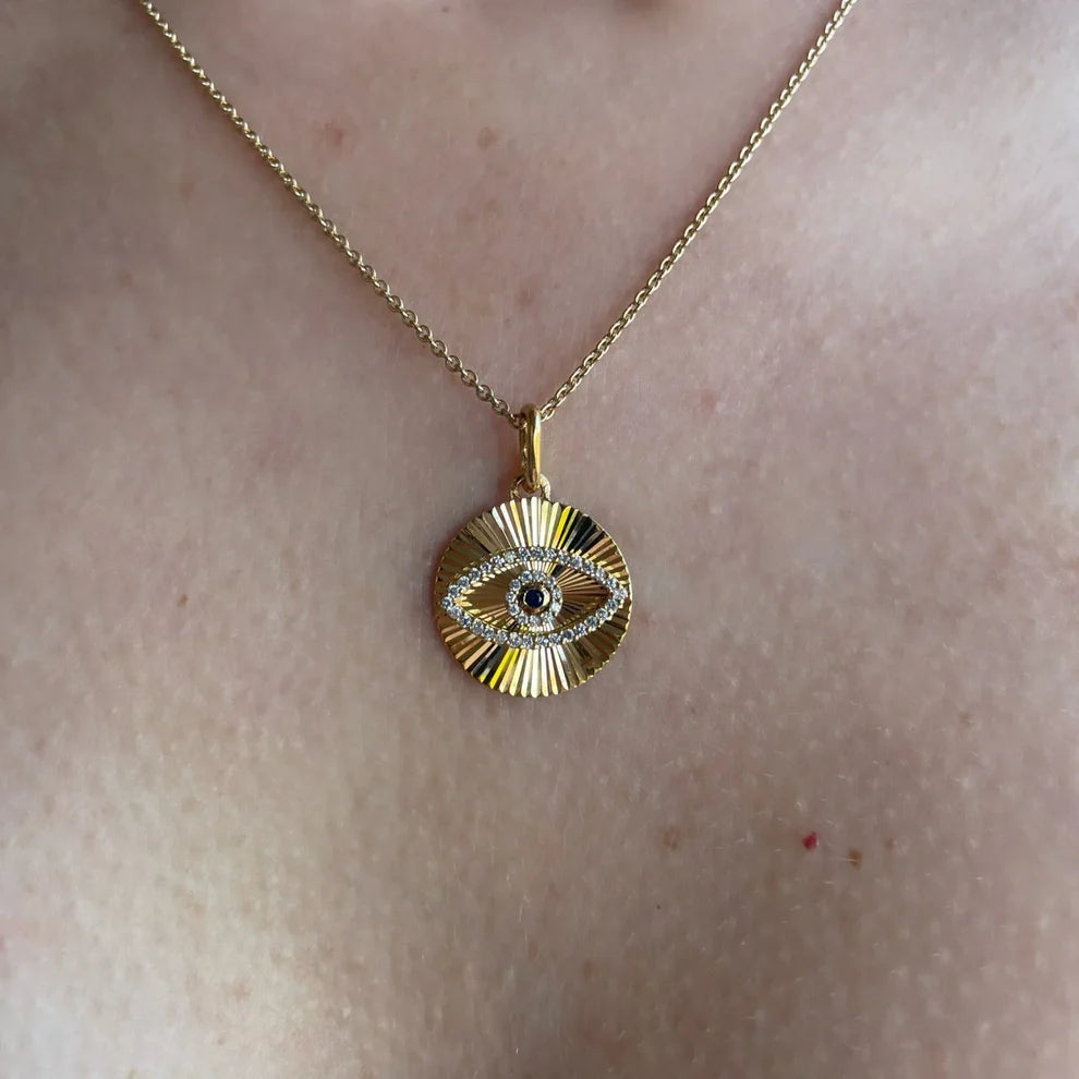 Evil Eye Fluted Medallion Pendant