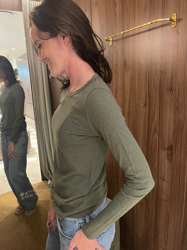 Lizzie O Neck Long Sleeve Tee Elm