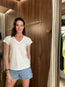 Jillian V Neck Tee Ecru