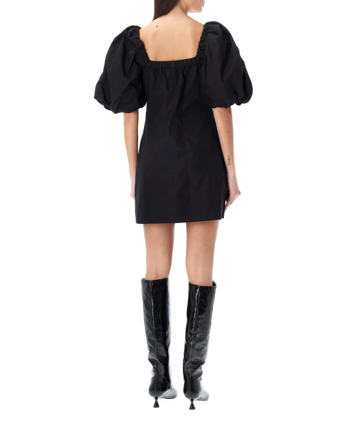 Cotton Poplin Mini Dress Black
