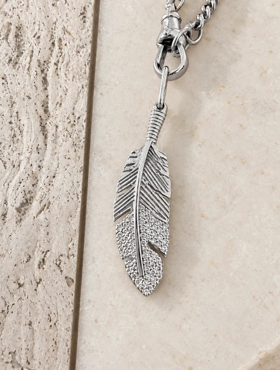 Diamond Feather Pendant White Gold