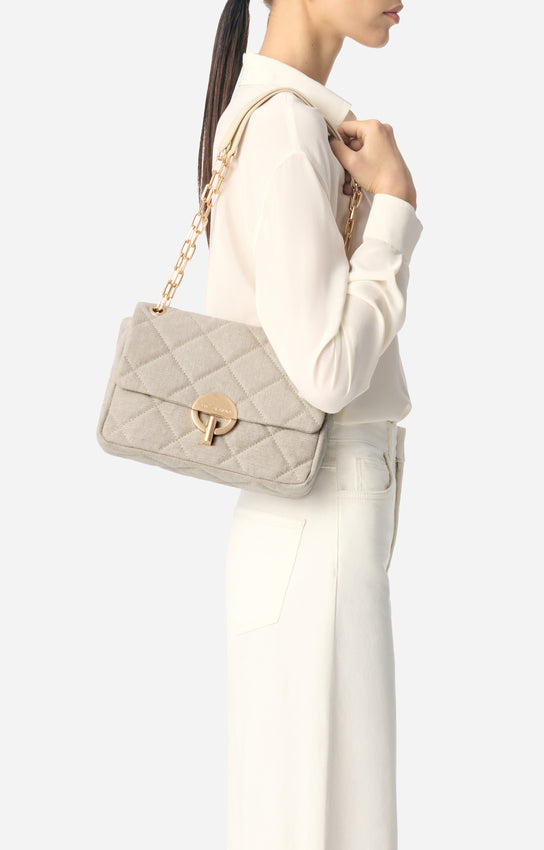 Grand Moon Handbag Quilted Sand