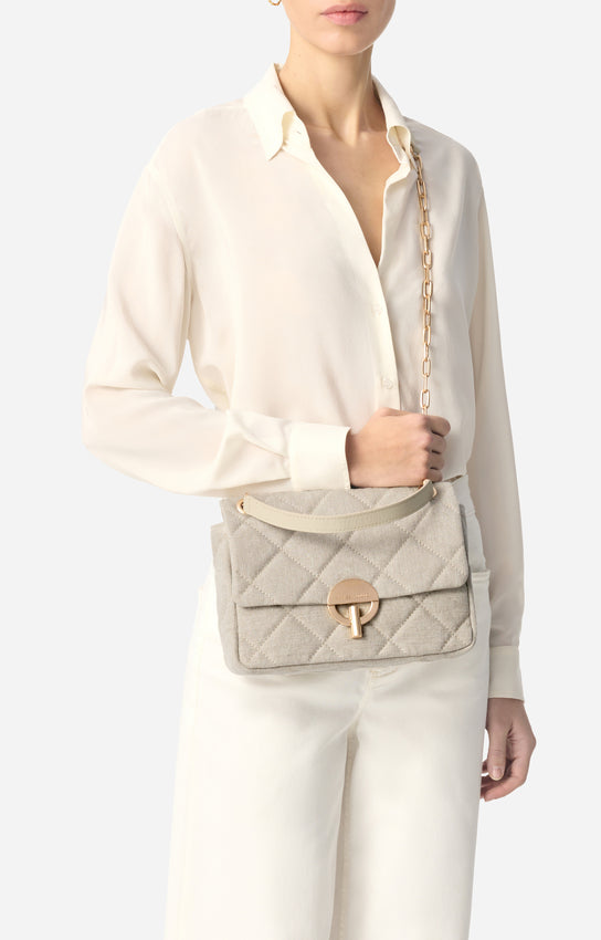 Grand Moon Handbag Quilted Sand