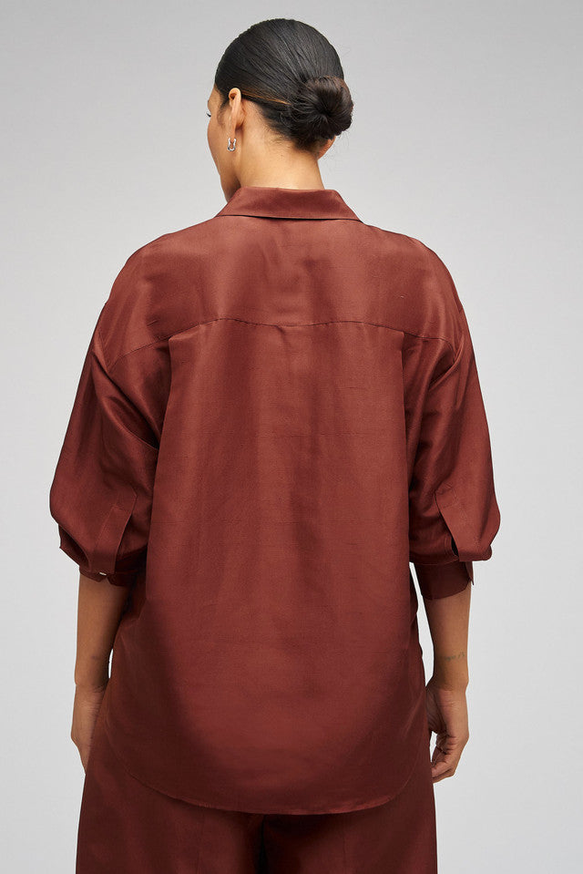 Long Sleeve Silk Shirt Barn Red