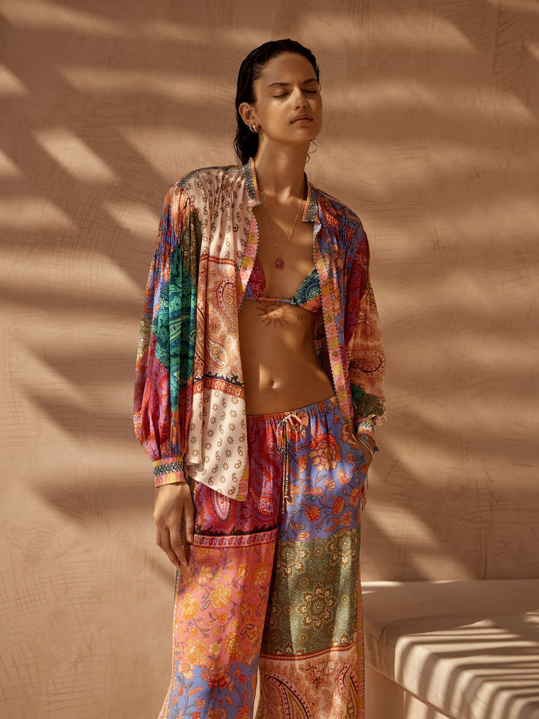 Kaleido Silk Smock Shirt