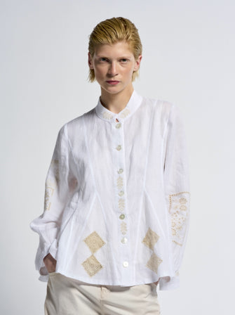 Sequential Embroidered Shirt White