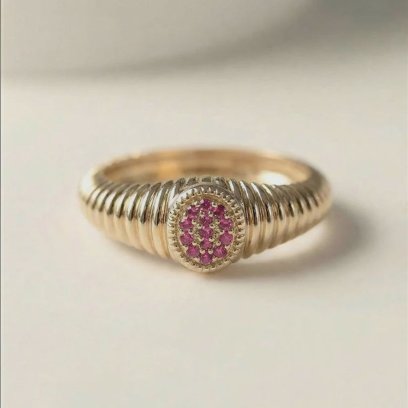 The Rachel Ring fluted Pink Diamond size 3