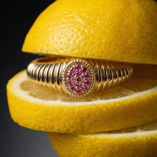 The Rachel Ring fluted Pink Diamond size 3