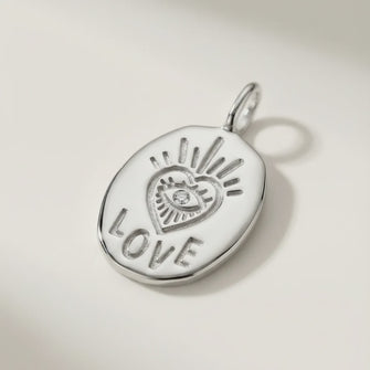 Love Pendant Oval Medallion with diamond White Gold