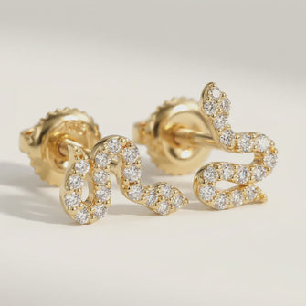 Diamonds Pavé Snake Stud Earrings- Pair