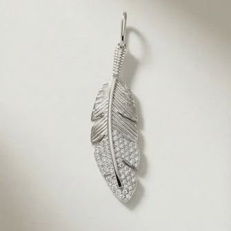 Diamond Feather Pendant White Gold