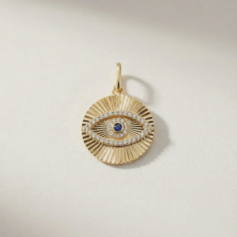Evil Eye Fluted Medallion Pendant