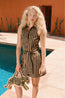 Inna Sleeveless Poplin Mini Dress Black/Tan Stripe