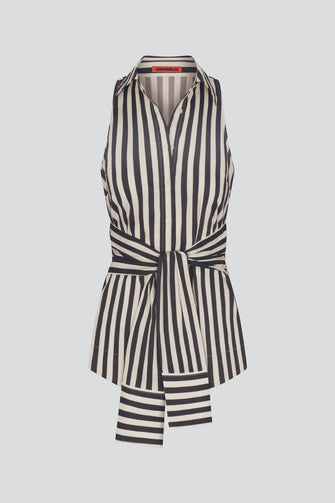 Inna Sleeveless Poplin Top Black/White Stripe