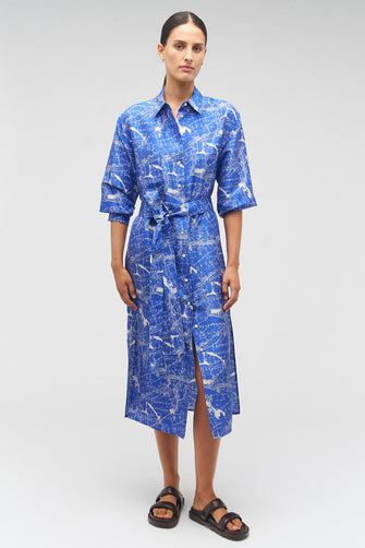 Map Print Shirt Dress
