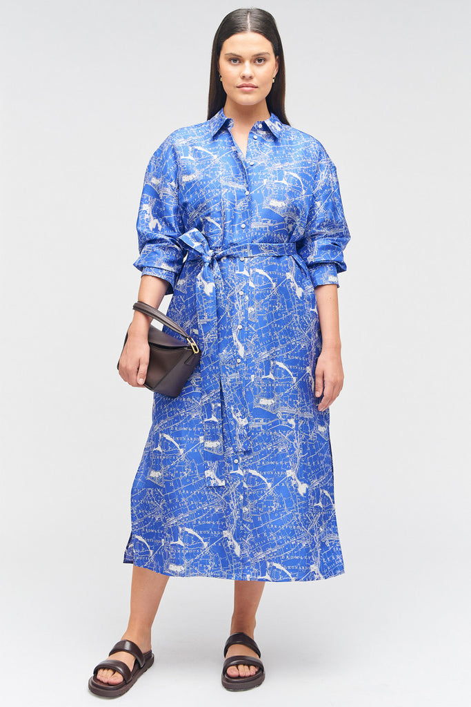 Map Print Shirt Dress