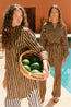 Kena Poplin Dress Black/Tan Stripe