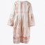 Feather Embroidered Short Dress White Pink Broze