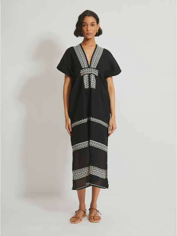 Gasira V Neck Caftan Lulit Black