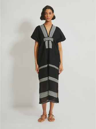 Gasira V Neck Caftan Lulit Black
