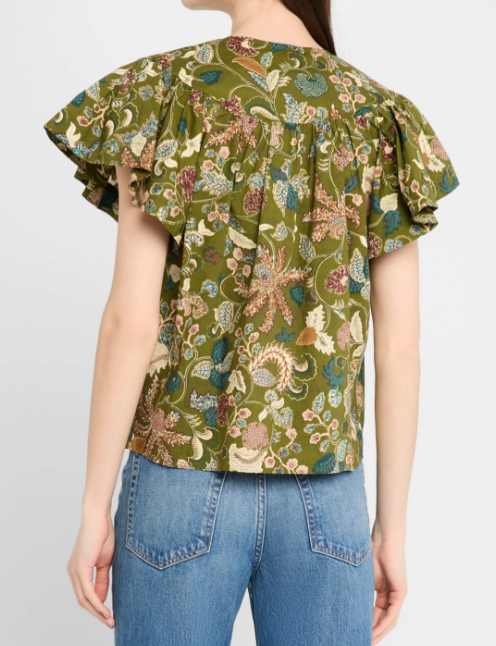 Perline Flutter Sleeve Blouse Lichen