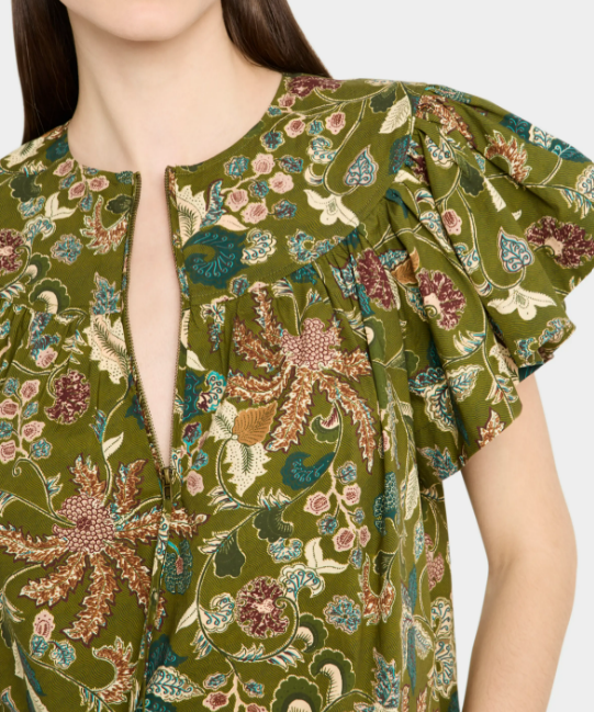 Perline Flutter Sleeve Blouse Lichen