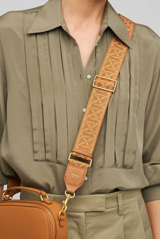 Logo Bag Strap Dark Camel