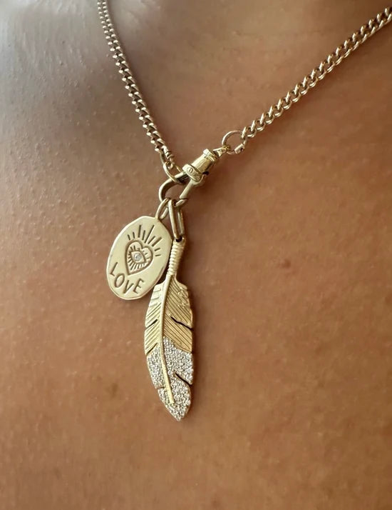 Love Pendant Oval Medallion with diamond White Gold