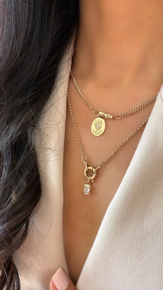 Love Pendant Oval Medallion with diamond White Gold