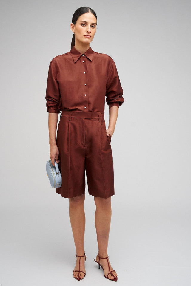 Long Sleeve Silk Shirt Barn Red