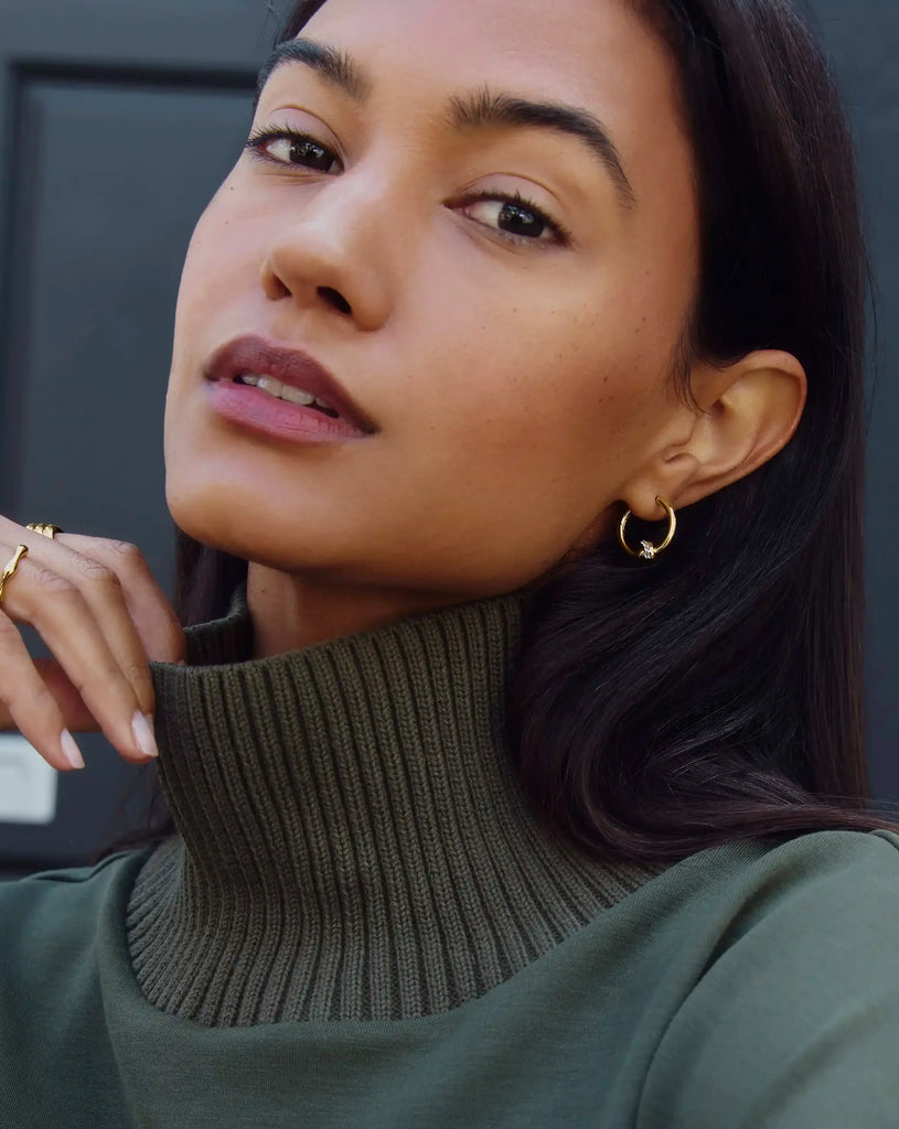 Lucy Williams Pavé Knot Small Hoop Earrings