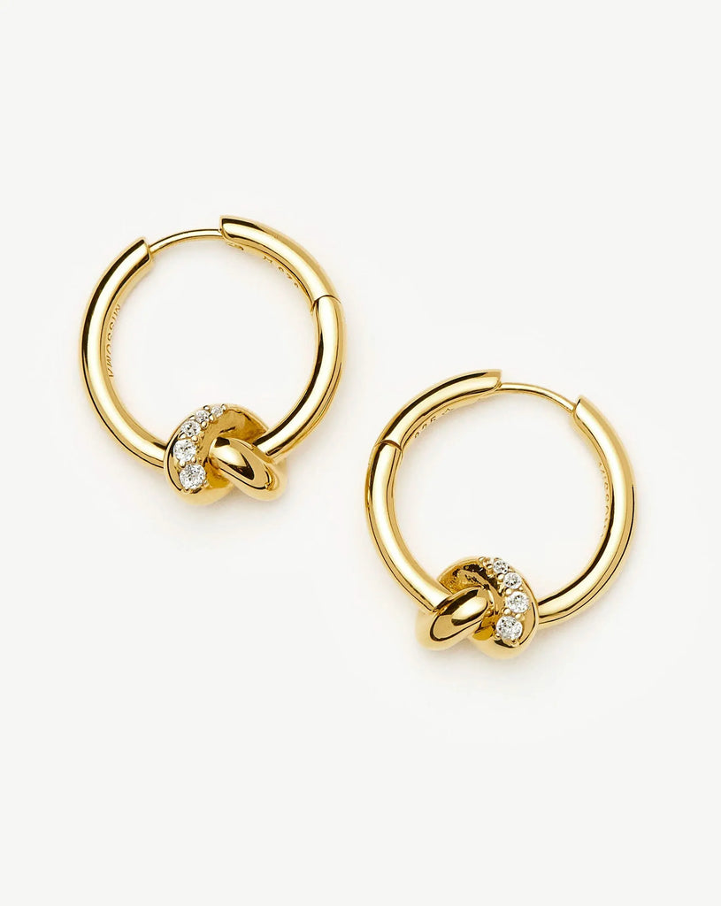 Lucy Williams Pavé Knot Small Hoop Earrings