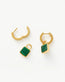 Lucy Williams Square Malachite Drop Charm Small Hoop Earrings