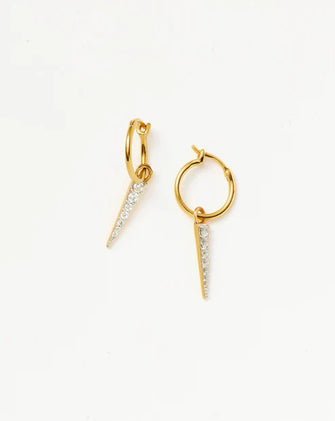 Pave Spike Mini Drop Charm Hoop Earrings