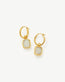 Pyramid Rainbow Moonstone Mini Drop Charm Hoop Earrings