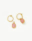 Pyramid Rhodochrosite Mini Drop Charm Hoop Earrings