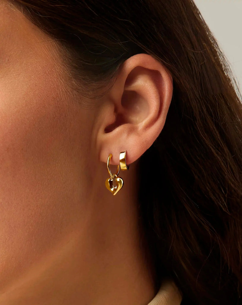 Molton Heart Charm Hoop Earrings