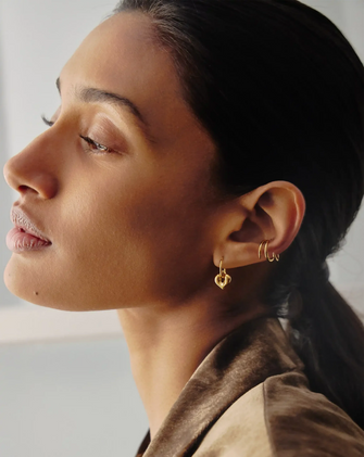 Molton Heart Charm Hoop Earrings