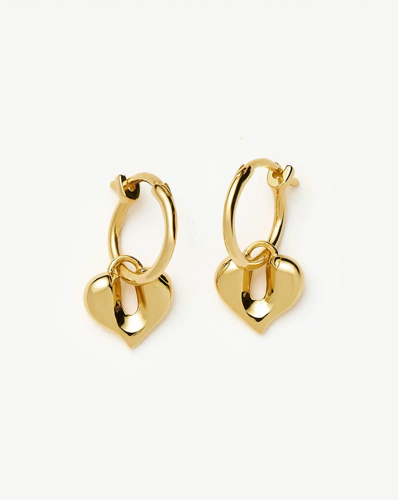Molton Heart Charm Hoop Earrings