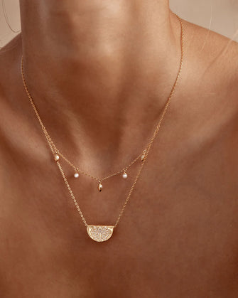 Gold Live in Peace Lotus Necklace