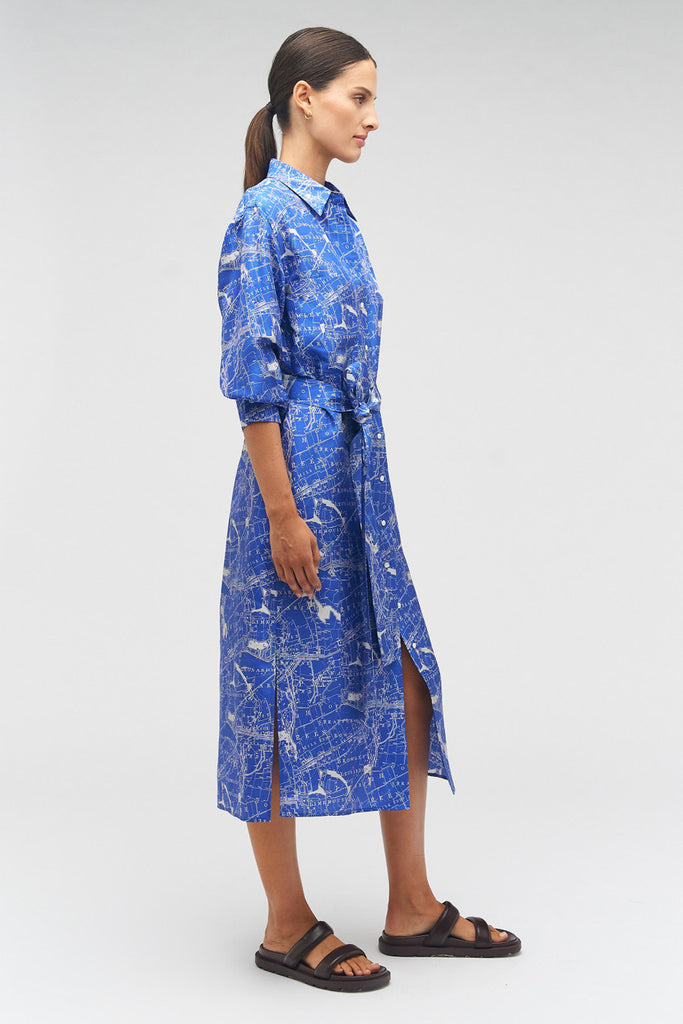 Map Print Shirt Dress