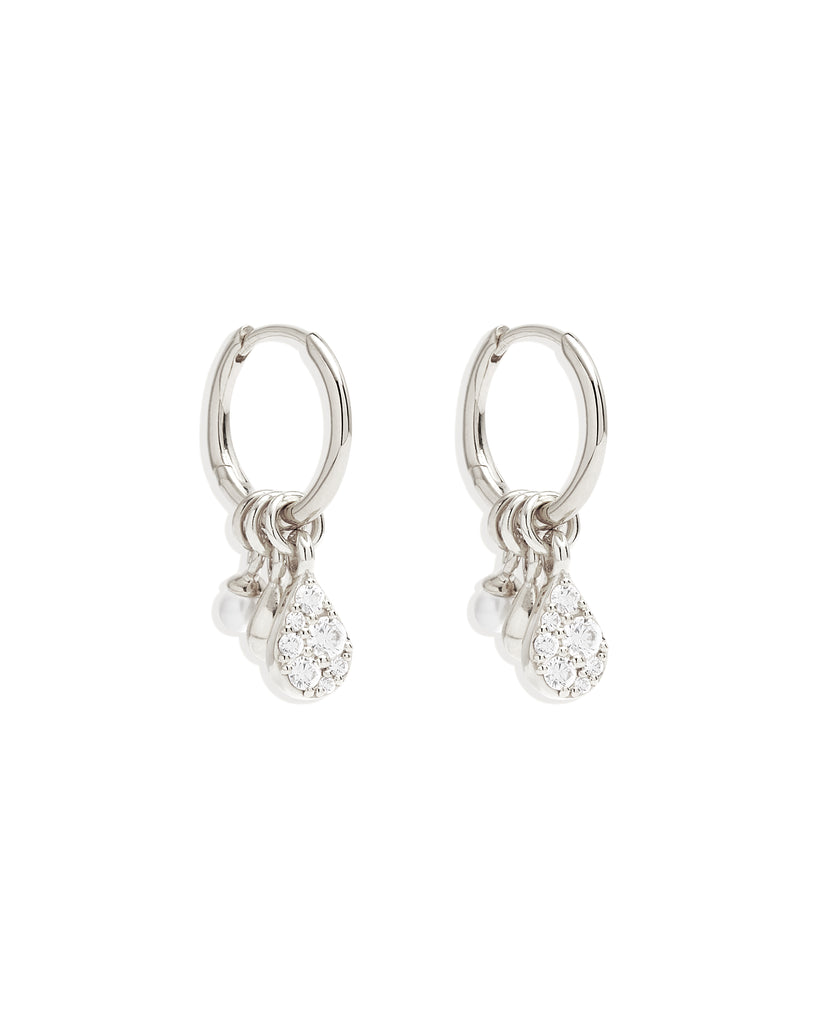 Silver Ocean Mist Hoops