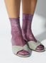 Metallic Ribbed Socks Bordeaux