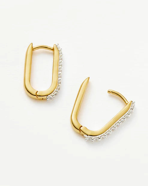 Pave Ovate Small Hoop Earrings