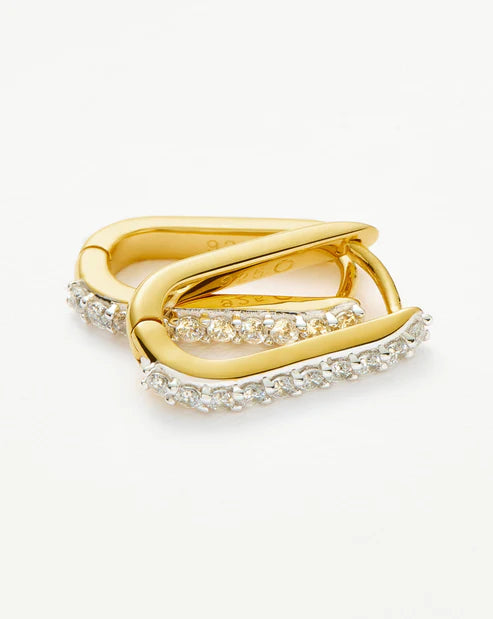 Pave Ovate Small Hoop Earrings