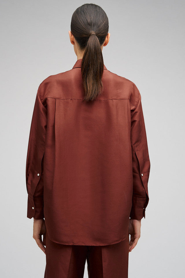 Long Sleeve Silk Shirt Barn Red