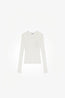Cotton Mesh Pointelle Longsleeve Top Off-White