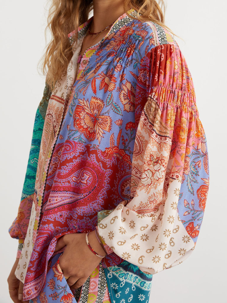 Kaleido Silk Smock Shirt